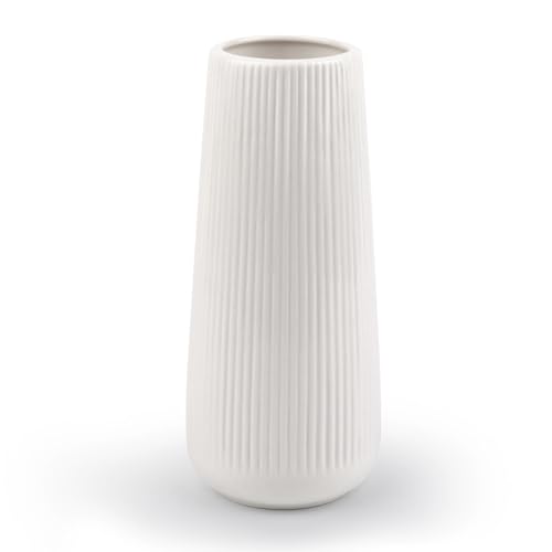 Keramische Vase Wei Dekorativ Modern Mit Rillen F