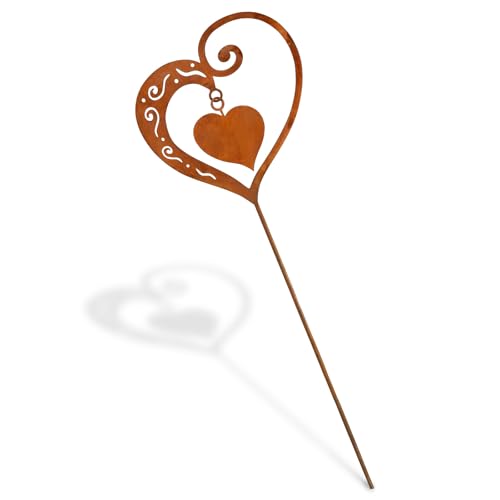 Rostikal Rost Gartenstecker Herz 62 Cm Handgefertigter Edelrost