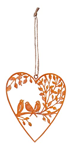 Levandeo Herz 12x13cm Metall H Nger Vogel Gartendeko