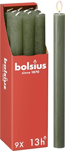 Bolsius Rustik Stabkerzen Olivgr N 9 St Ck