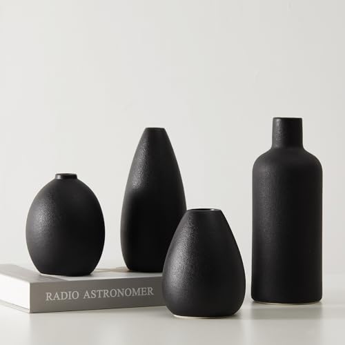 Cemabt Schwarz Keramik Vase Set 4er Kleine Vasen
