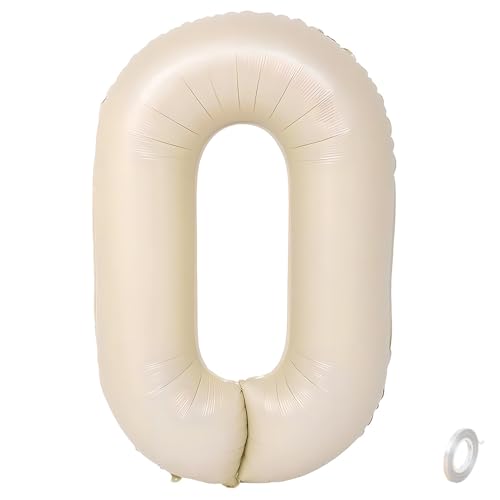 Balorise 40 Zoll Aluminium Luftballon Beige Zahl 0