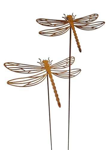 Bornh Ft Gartenstecker Libellen 2er Set Rostoptik Metall