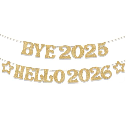 Happy New Year Girlande Gold Glitzer Silvester Deko