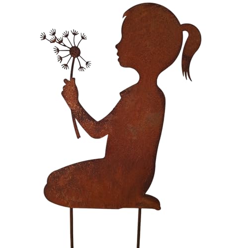 Gartenstecker Beetstecker Edelrost Figur M Dchen Mit Pusteblume