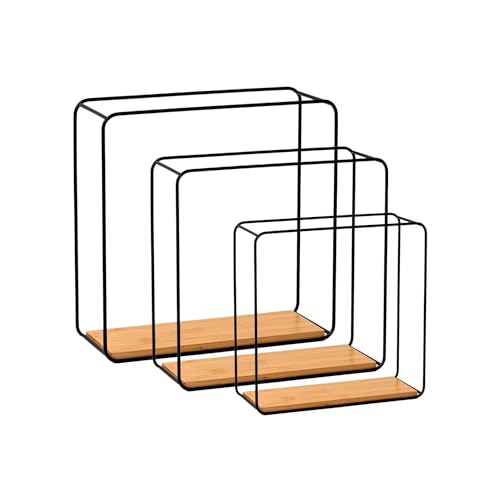 Berlinlodge Wandregal Metall Bambus 3er Set Schweberegal 3