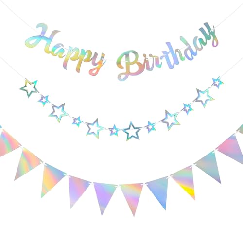 Koboko Happy Birthday Girlande Irisierende Girlande Geburtstag Wimpelkette