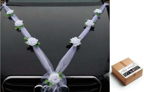 Organza M Auto Schmuck Braut Paar Rose Deko