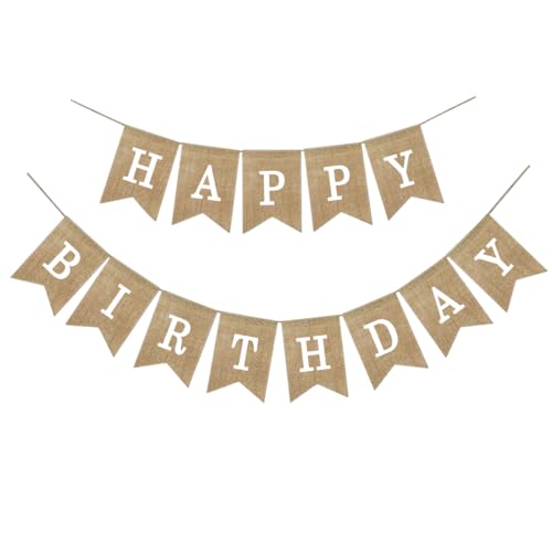 Happy Birthday Girlande Banner Leinen Vintage Leinen Geburtstag