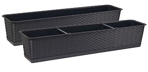 Tymar Blumenkasten Mit Untersetzer 2 St Ck Rattan