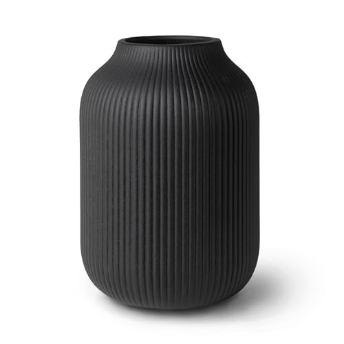 Flature Keramik Vase Mit Rillen Wasserdichte Blumenvase In