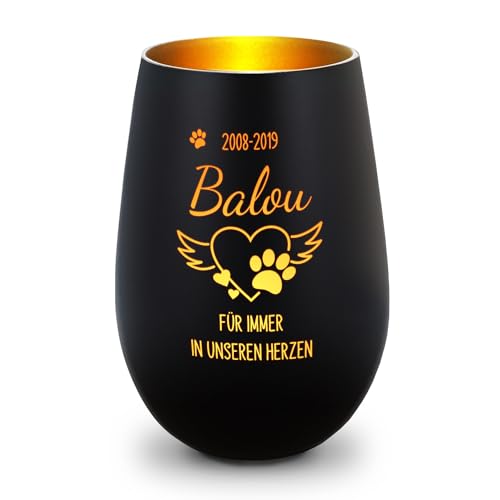 Gravurzeile Deko Windlicht Aus Glas Mit Gravur Pfotenherz