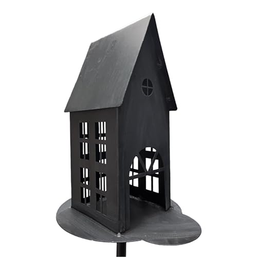 Metall Gartenstecker Haus In Anthrazit H 75 Cm