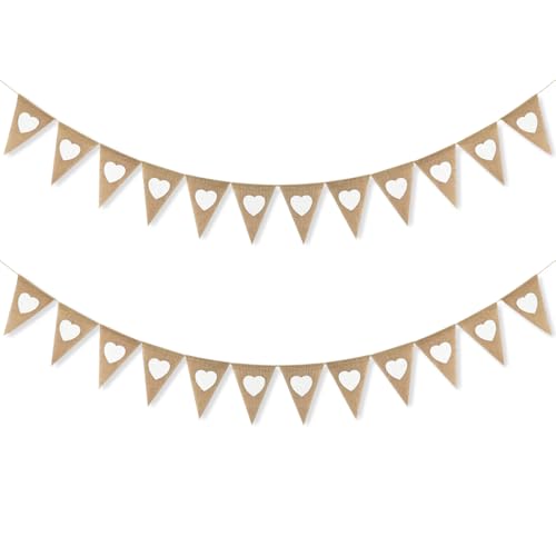 Capaneus Wimpelkette Hochzeit Vintage Herz Girlande 2 St