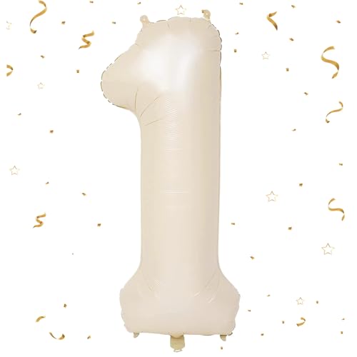 Ewodeiew Zahlen Luftballon 1 Beige 40 Zoll Luftballon