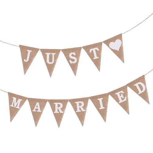 Hjzhii Just Married Deko Girlande Hochzeit Boho Herz