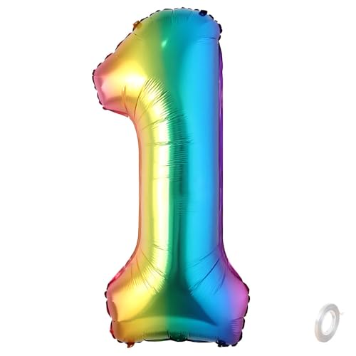 Balorise 40 Zoll Aluminium Luftballon Regenbogen Zahl 1