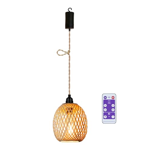 Boho Rattan H Ngelampe Mit Batterie Batteriebetriebene Lampe