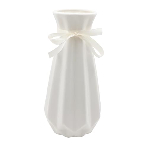 Vase Wei 20cm Hoch Glasur Blumenvasen Modern Aus