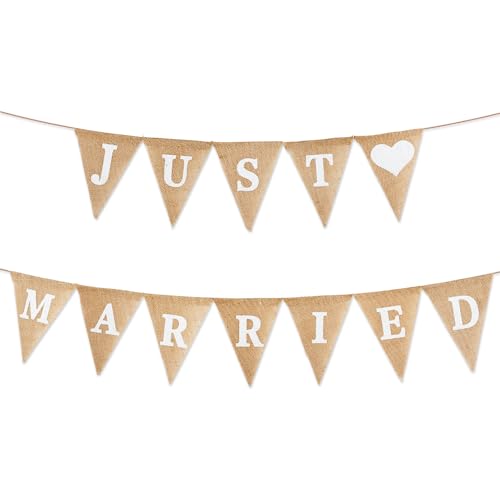 Just Married Girlande Deko Wimpelkette Hochzeit Frauen Jute