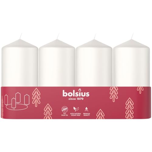 Bolsius Adventszeit Stumpenkerze Wei 10cm 4 Pack Dekorative