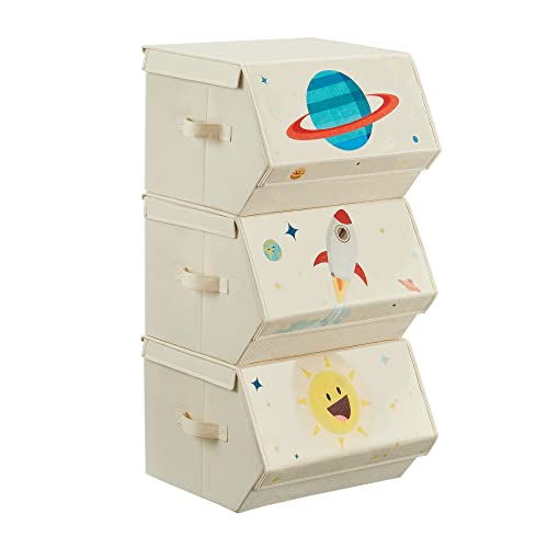 Songmics Aufbewahrungsbox Kinder 3er Set Faltboxen Spielzeugkiste Mit