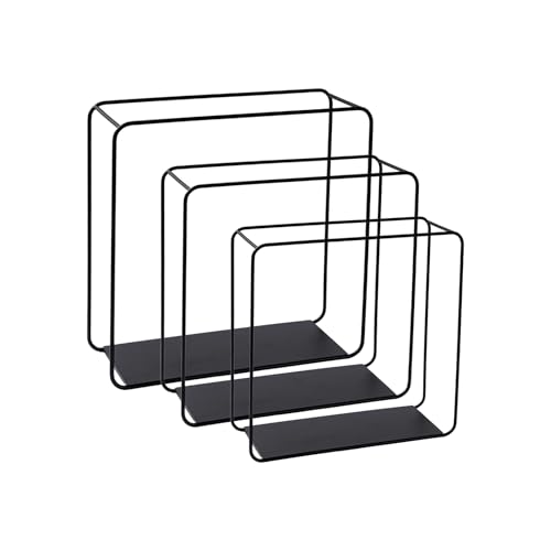 Berlinlodge Wandregal Metall 3er Set Schwarz Schweberegal 3