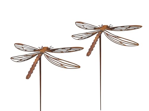Bornh Ft Gartenstecker Libellen 2er Set Rostoptik Metall
