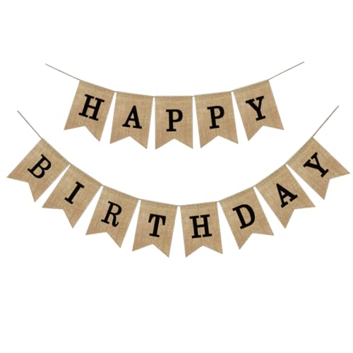 Happy Birthday Girlande Banner Leinen Vintage Leinen Geburtstag