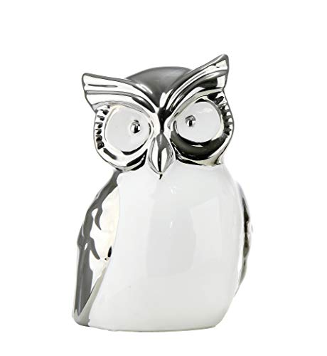 Gilde Moderne Skulptur Dekofigur Eule Aus Keramik Wei