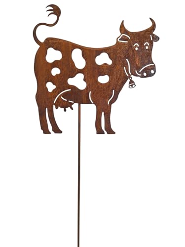 Bornh Ft Gartendeko Kuh Gartenstecker Aus Edelrost 18x18