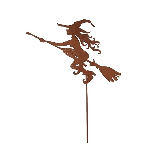 Unus Garden Gartenstecker Hexe Auf Besen Gartendeko In