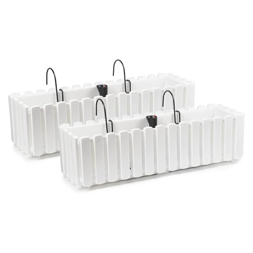 Tymar Blumenkasten Mit Halterungen Landhausstil Balkonkasten Lattenoptik Pflanzkasten