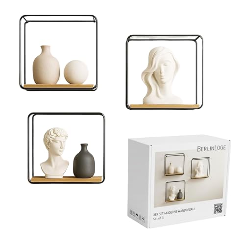 Berlinlodge Wandregal Metall Bambus 3er Set Schweberegal 3