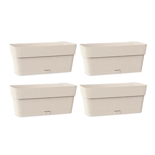 Kigima Pflanzenkasten 4er Set 30x13x12 Beige Robuster Blumenkasten