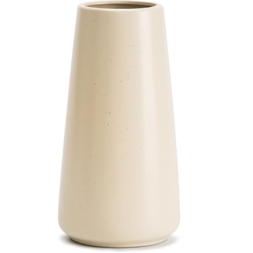 Vase Beige Keramikvase 20cm Minimalistischer Boho Deko Beige