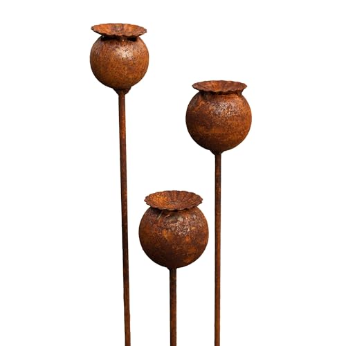 3er Set Gartenstecker Sonnenhut Metall Rost Gartendeko Edelrost