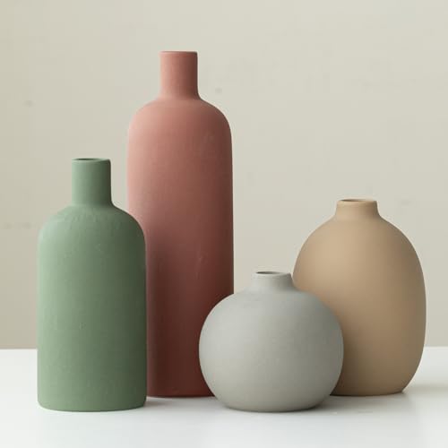 Moderne Vasen Set 4 Teilig Keramik Morandi Farben