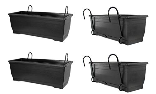 Daro Deko Kunststoff Blumen Kasten Anthrazit 60cm Mit