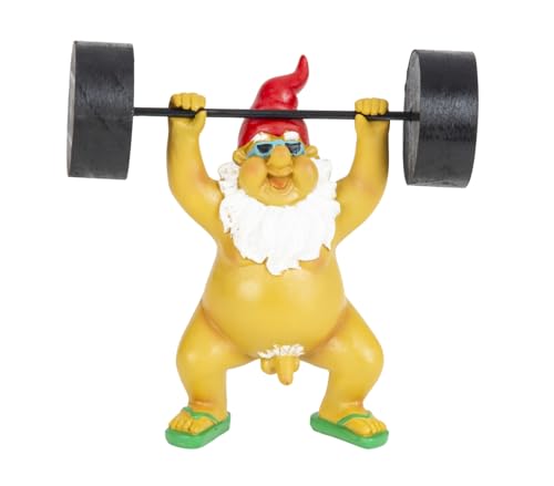Geschenkestadl Zwerg Nackt Gewichtheber 16cm Gartenfigur Dekofigur Dekoration