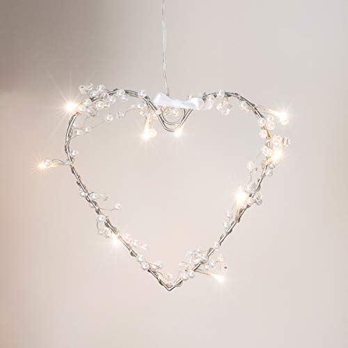 Lights4fun 10er Elegantes Led Lichterherz Led Lichterkranz Herz