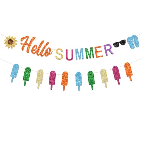 Hello Summer Banner Sommer Party Dekoration Hawaii Party