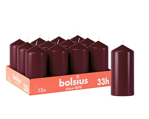 Bolsius Glatte Stumpenkerzen Bordeauxrot 12 St Ck 12