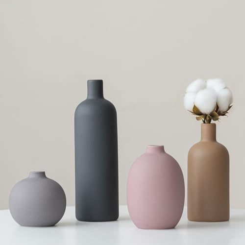 Moderne Vasen Set 4 Teilig Keramik Morandi Farben