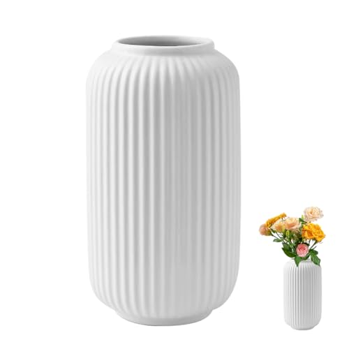 Vase Wei Keramik Vasen Deko 20cm Wei E