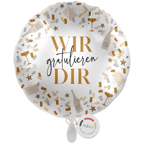 Balloa Folienballon Wir Gratulieren Dir Runder Helium Ballon