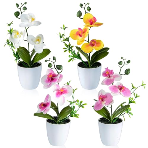 4 Orchideen K Nstlich 27cm Kunstblumen Pflanzen Phalaenopsis
