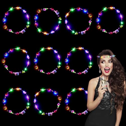 Mstnoixgc 10 Pcs Led Blumenkranz Stirnband Leuchtendes Haarreif