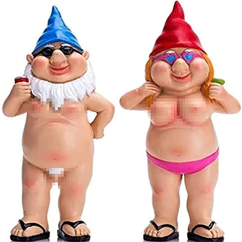 Jinjiasc 2pack Gartenzwerge Verspielte Lustige Gnome Paar Statue