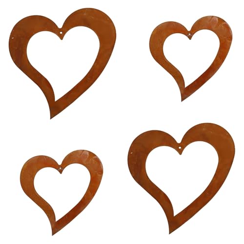 Rostikal Rost Deko Herz 4er Set Handgefertigte Edelrost